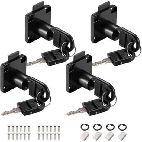 4 Pieces Desk Drawer Locks, 22mm Cam Lock, Cam Lock with Different Keys, Furniture Lock for Furniture, Drawer, Door, Mailbox, Cabinet, Cupboard (Black) (1/5)