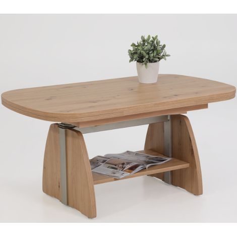 Table basse Vienna 108/157x67x52/71 cm-chêne artisanal