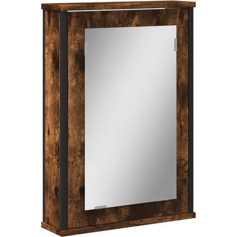 Armoire à miroir de salle de bain chêne fumé bois d’ingénierie