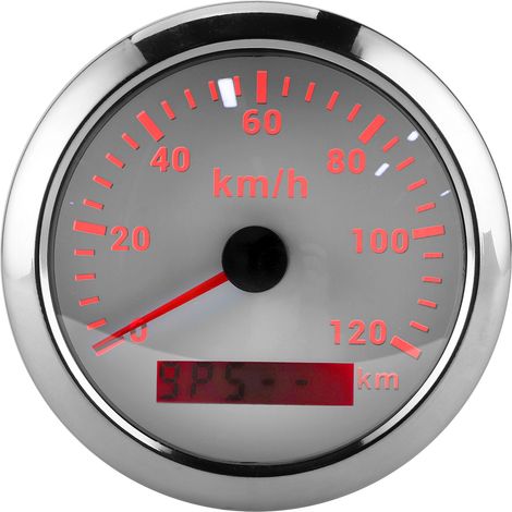Compteur de vitesse/odomètre GPS 85 mm 120 km/h pour bateau, yacht, moteur hors-bord, voiture, moto, engins de chantier, cadran blanc (1/5)