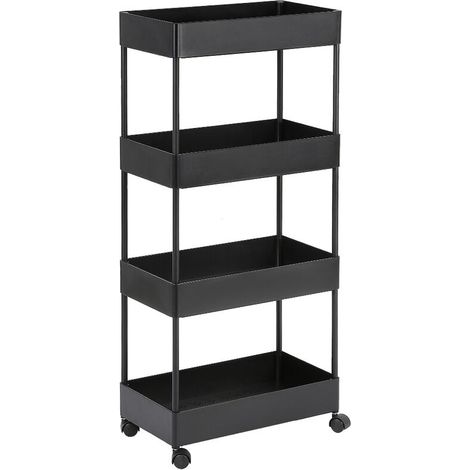 4 Niveaux Chariot de Service,Rangement Cuisine, 40 x 22 x 90 cm, Noir (1/5)