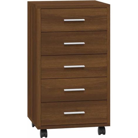Schubladenkommode mit Rollen Eiche braun Holzwerkstoff
