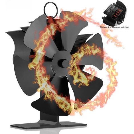 Longzhuo heat-powered wood stove fan, 6-blade fireplace fan for wood stoves, environmentally friendly stove fan for wood/fireplace stoves--DTEKGAZ