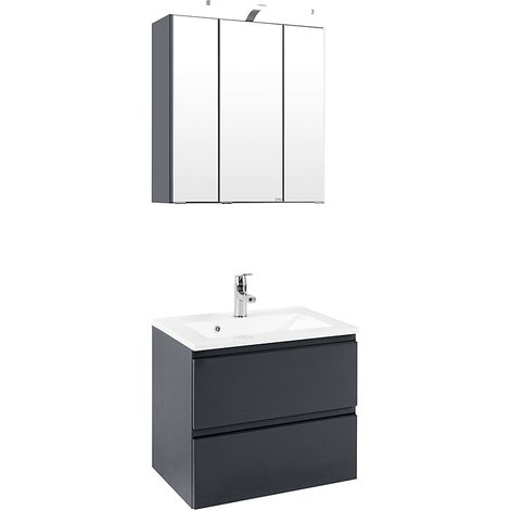 Waschplatz Set COMO-03, Hochglanz grau, B x H x T ca.: 60 x 200 x 47cm (1/5)