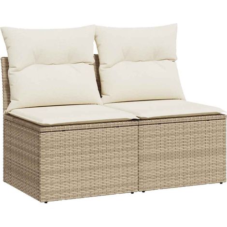 Maison Exclusive - Set sofás jardín y cojines 2 pzas ratán sintético acacia beige (1/5)