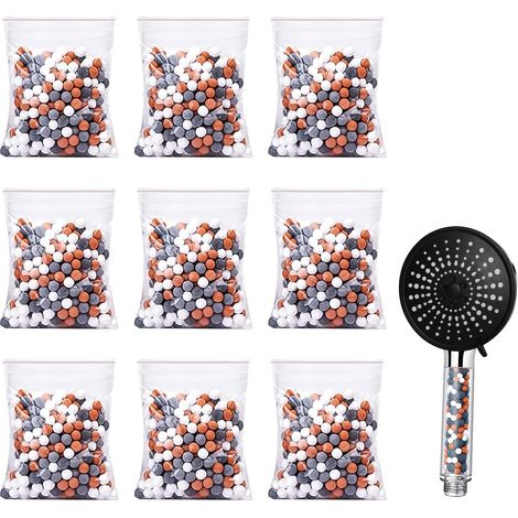 9 Pcs Filtre Douche Anti Calcaire, Pommeau Douche Anti Calcaire Remplacement, Minérale Balles à Douche, Ions Négatifs, Filtre Anti-Chlore Antioxydant, Compatible avec Têtes de Douche à Filtre Ionique (1/5)