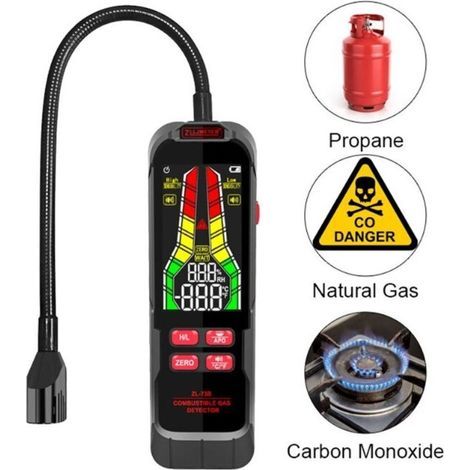 Détecteur de Gaz Naturel Détecteur de Fuites de Gaz avec Sonde de 9,4 Pouces Testeur de Gaz Portable avec Alarme Sonore et Visuelle pour Localiser Les Sources Combustibles (1/3)