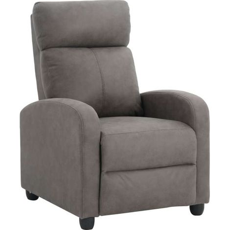 Sillón relax manual Martinica tapizado en tela gris. 100cm(alto) 67cm(ancho) 84cm(fondo) (1/4)