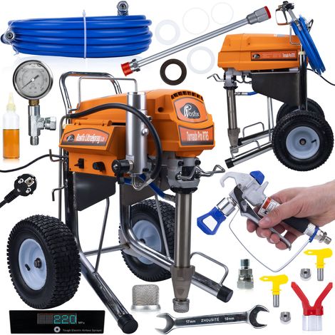 Rosfix Tornado Pro RTR5 UltraSpray – Airless Farbspritzgerät 4000 W, 22 MPa, 6,5 l/min  Für Farbe, Spachtelmasse, Epoxid, Hydroschutz  Profi Kolbenpumpe Malergerät