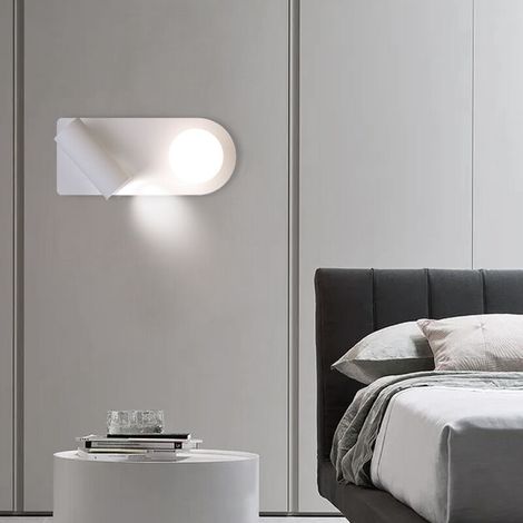 Lampe de lecture de chevet de chambre à coucher avec fonction de réglage de la rotation à 350 ° Mini projecteur, appliques murales à LED modernes à intensité variable, appliques murales en métal mince (1/4)