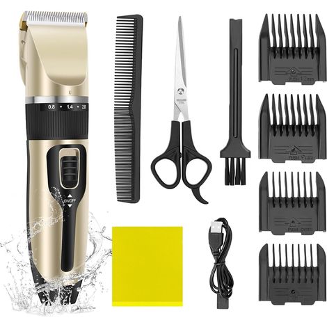 Tondeuse à cheveux professionnelle, tondeuse de précision sans fil, autonomie de la batterie de 90 minutes, lame tranchante à ultrasons, adaptée aux hommes, aux enfants ou aux animaux domestiques (1/5)