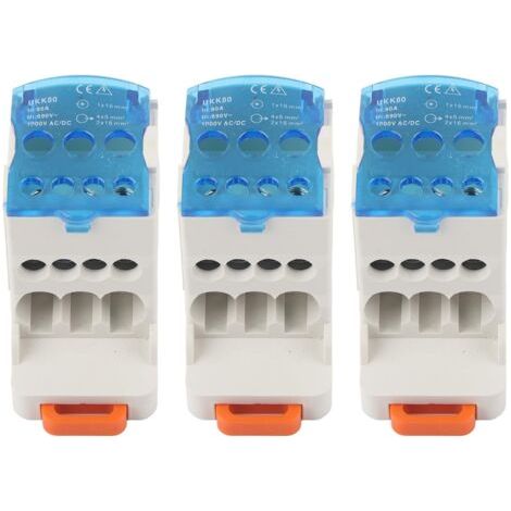Boîte de distribution pour rail DIN 3 pièces, bornier UKK-80A, connecteur de fil électrique, boîte de jonction d'alimentation universelle (1/5)