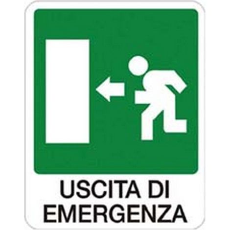 10PZ CARTELLO " USCITA DI EMERGENZA A SINISTRA" - cm.20x30h.