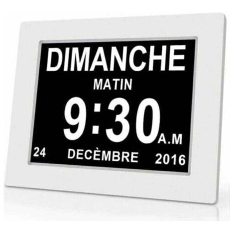 BUNTHAUS Horloge calendrier numérique One Piece 7 pouces avec date et heure, XU, Horloge Alzheimer pour parents, Rappel de médicaments pour grands-parents et enfants Blanc 20.414.32.4cm (1/4)