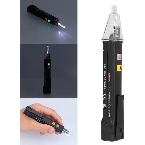 Schwarzer Wechselspannungsprüfer mit akustischer und optischer Anzeige – KD16A elektrischer Prüfstift (1/5)