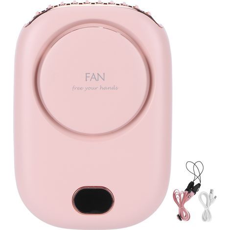 Ventilateur de cou sans pales, portable et rechargeable par USB, idéal pour le sport et les voyages - Rose