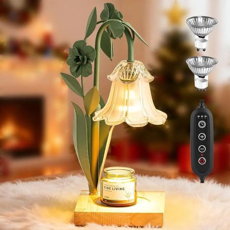 Lampe à cire fondue avec minuterie et fonction de variation d'intensité – hauteur réglable, idéale pour une pendaison de crémaillère ou la décoration d'une nouvelle maison. (1/5)