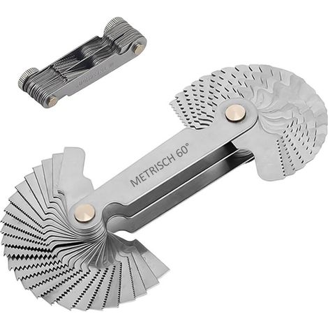 calibro per filettature, strumento di misurazione metrico, calibro di precisione, maniglia a spirale in acciaio inossidabile, calibro per filettature metrico a 60 gradi, calibro per filettature imperi (1/3)