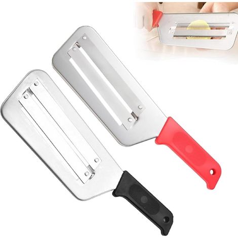 Générique Couteau À Légumes À Double Lame En Acier Inoxydable, Coupe-légumes Multifonctionnel Et Râpe Pour Chou, Salade Et Légumes, Manche Ergonomique, Facile À Nettoyer (Mixs) (1/5)