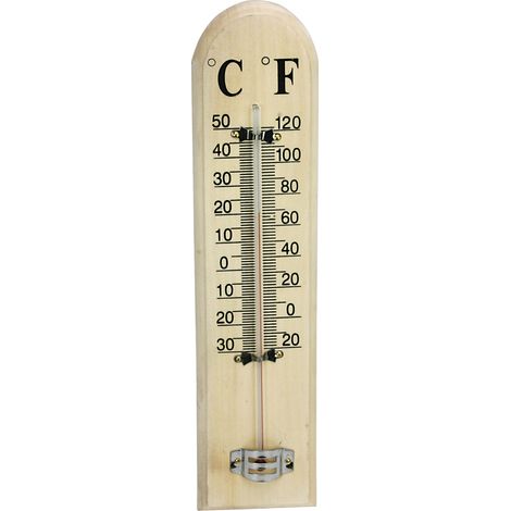 GREENGERS - THERMOMÈTRES, THERMOMÈTRE EXTÉRIEUR BOIS - COMPATIBLE EXTÉRIEUR INTÉRIEUR EN BOIS NATUREL - AMPLITUDE -25° À +50°C