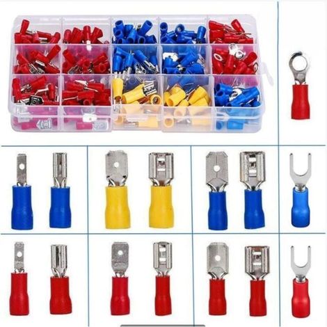 280-teiliges Crimp-Anschlussset für Elektriker, 280 isolierte elektrische Anschlüsse, Crimpverbinder, Klemmen und Sets, verschiedene runde, flache und weibliche Verbinder (1/2)