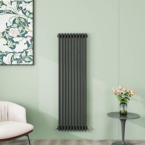 AICA 1500x470mm Anthracite Vertical Traditional Radiator Cast Iron 3 Column Heating UK