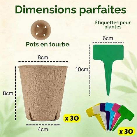 Plant Pots, Plant Seedling Pots, Seed Pots for Plants, for Garden, Vegetable Garden, Greenhouse (1/2)