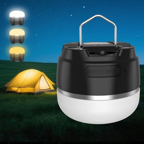 Rechargeable LED camping lantern, 1000 lm tent light with 3 color lighting modes, 8000 mAh power bank, waterproof, mini flashlight with magnetic base