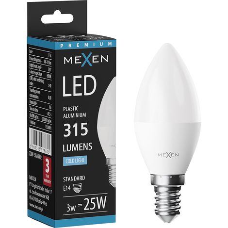 Mexen Nova Bombilla LED E14, C37, 3W, Fr铆a - 6500K, 315 lm - L102-E14-0365-01 (1/5)