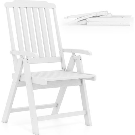 COSTWAY Foldable Patio Chair All-Weather HDPE Outdoor Dining Chair-White (1/5)