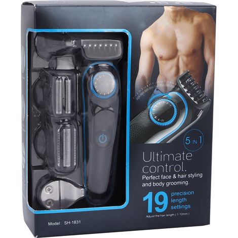 Kit de toilettage multifonction rasoir électrique rechargeable USB pour nez, barbe et oreilles (1/5)