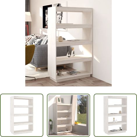 vidaXL Rangement livres - Bibliothèque/Séparateur de pièce Blanc 80x35x135 cm Pin massif (1/5)