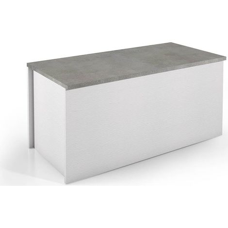 Coffre De Rangement En Bois Blanc Avec Siège En Ciment