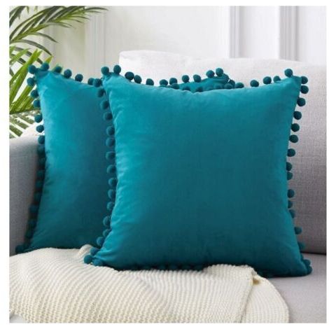 Lot de 2 Housse Coussin 45x45 Bleu Canard Canape Decoratif Housse de Coussin Velours Doux Decoration Salon Chambre Aesthetic Maison Scandinave avec Fermeture Eclair (1/5)