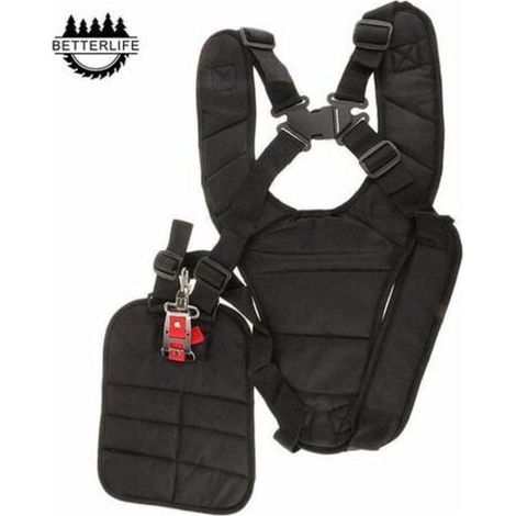 Gepolsterter Doppel-Schultergurt für Freischneider, Rasenmäher und Trimmer, Safety Black
