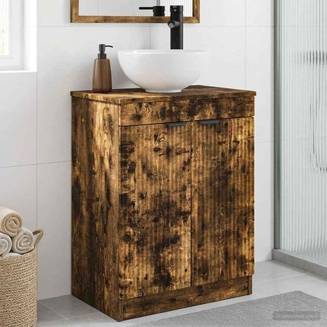 vidaXL Mobile da bagno con lavabo Rovere Fumo 54 x 35 x 83 cm