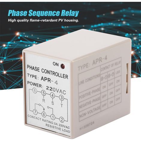 Relais de protection contre l'inversion de phase APR-4, contrôleur de séquence de phase 10 A (220 V CA)