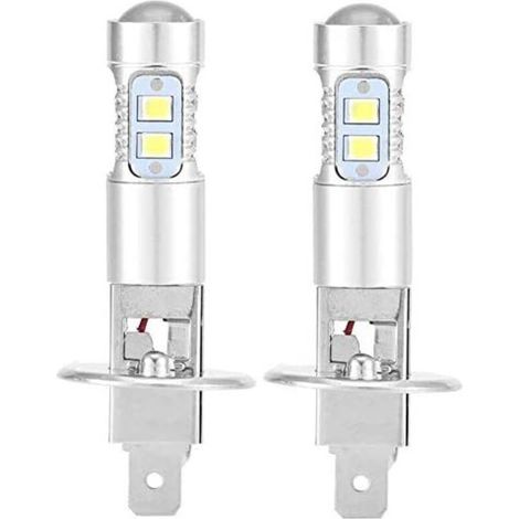 Lampadine per fari, kit di 2 lampadine LED H1 6000K super bianche da 100W per fari anabbaglianti, 6524 mm