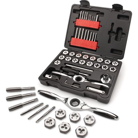 41 pièces Kit de Tarauds et Filières M3-M12 Métrique Coffret Outils Taraudage et Filetage en acier (1/5)