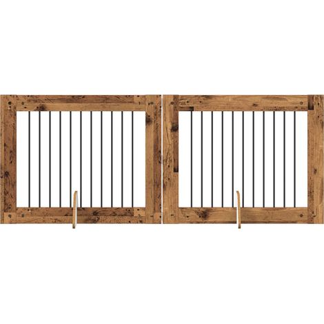 Foldable Dog Gate with Stands 2 pcs Old Wood 200.5 cm vidaXL
