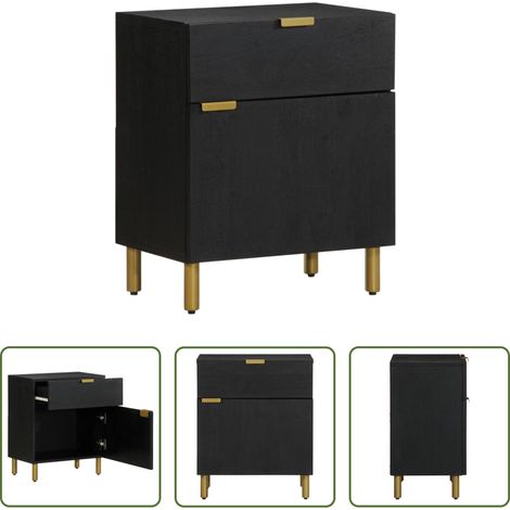 Bois d'ingénierie - Table de chevet noir 50x33x60 cm bois d'ingénierie (1/5)