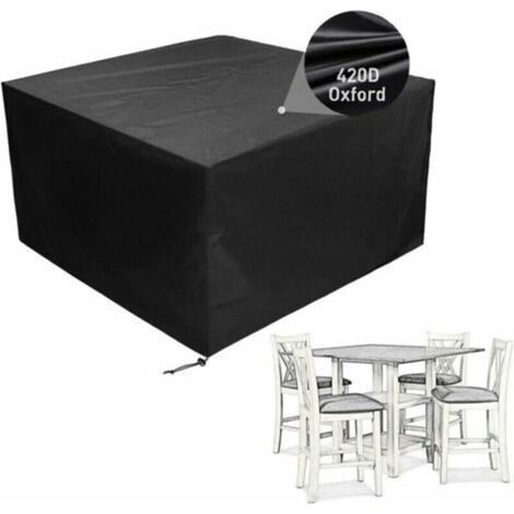 Housse de Protection pour Table Carrée et Mobilier d'Extérieur, Fabriquée en Tissu Oxford Imperméable et Résistant aux UV et aux Intempéries, Dimensions 135x135x74 cm.