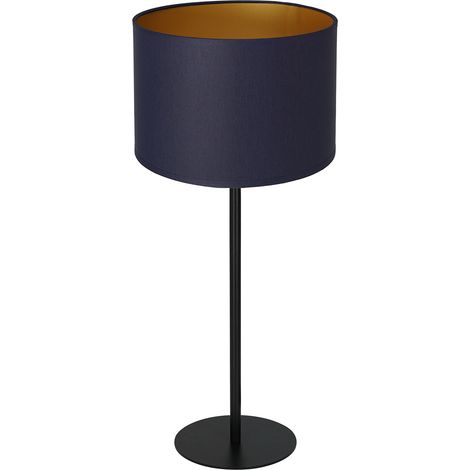 Lampada da tavolo nera 56cm paralume blu oro Arden