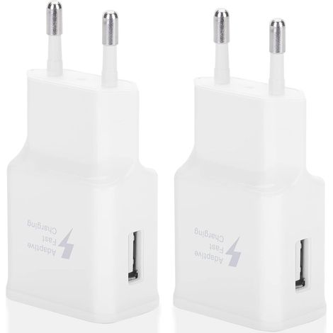 Lot de 2 Adaptateurs de Charge USB Rapides pour S22/S21/S20/S10/S10E/S6/S7/S8/S9/Edge/Plus/Active/A72/A53 5G, Note 5 8, Note 9, Note10/20/Google Pixel 2/3/XL et Autres Smartphones/Appareils (1/5)