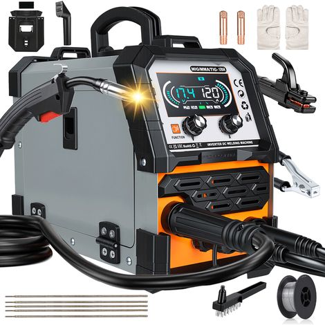 Poste à souder 3-en-1 120A IGBT – MIG/MMA/TIG, écran, anti-collage, hot start, ventilation 360°