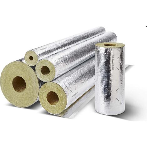 Coquille pour tuyau de chauffage en alu 42mm – Épaisseur d'isolation 40mm – Enroulée concentriquement – Feuille sandwich en aluminium – Rockwool
