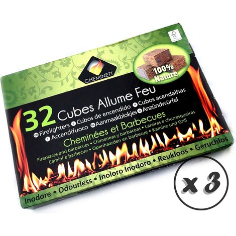Cubes allume-feu pour cheminées Barbecues feux de camp fours à bois poêle - Quantité x 3 - 32 cubes allume-feu (1/5)