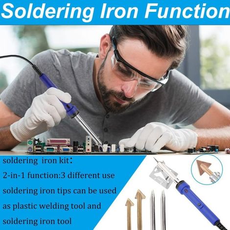 100W Soudure Plastique, Kit Reparation Plastique avec 7 Types 56 Baguettes de Soudage,2 en 1 Soudeuse Plastique avec 2 Pointe de Soudage 2 Panne Fer à Souder,Soudage Plastique pour Voitures Pare-Chocs (1/4)