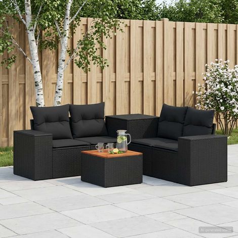 vidaXL Juego de Sofá 6 uds. Negro 55 x 55 x 37 cm (1/5)