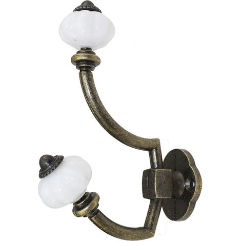 Lot de 2 patères en céramique bronze antique, crochets muraux rustiques